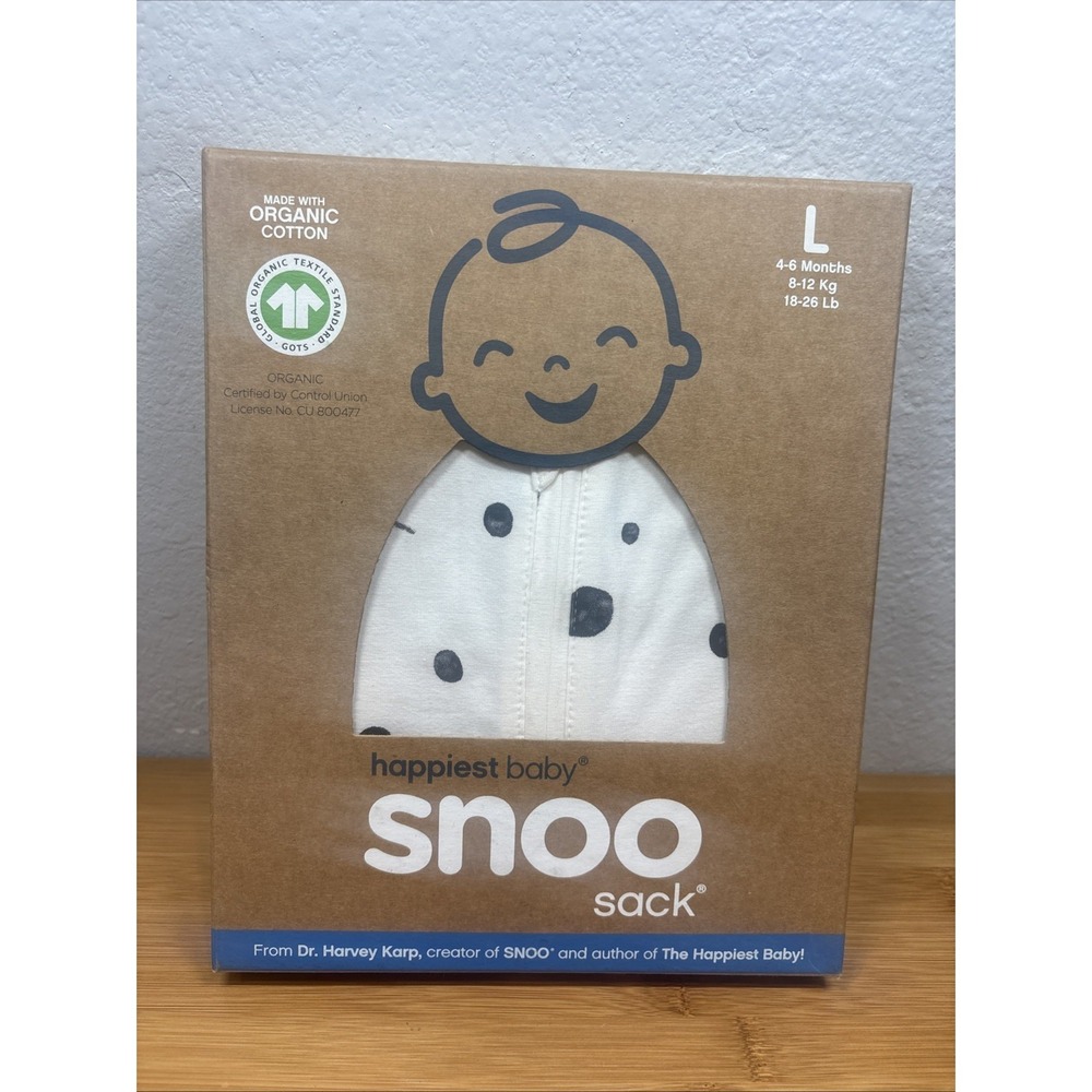 Happiest Baby SNOO Sack Swaddle Organic Cotton 4-6M Ivory Planets Black Wings-L